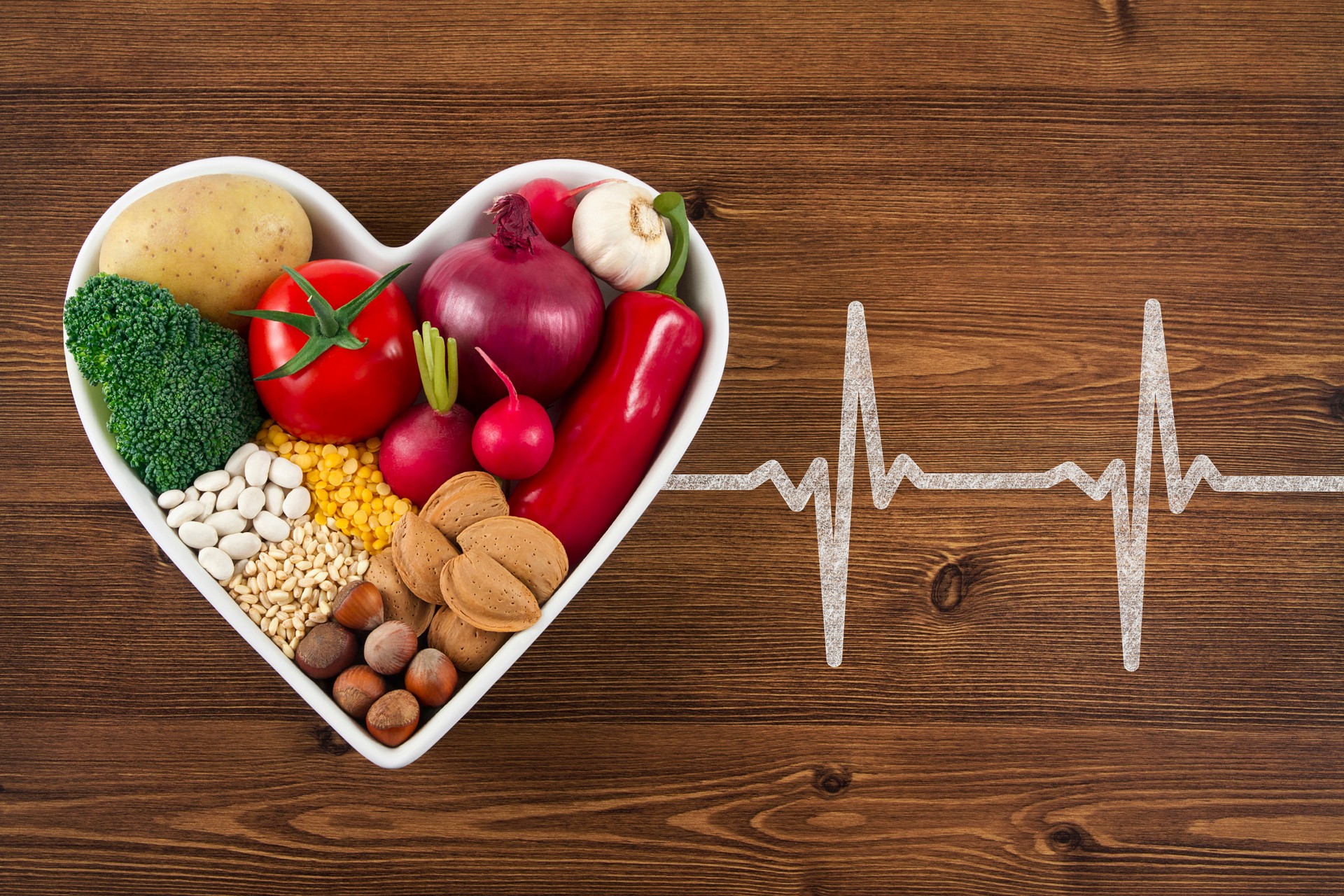 Vegetables in Heart Shaped Bowl