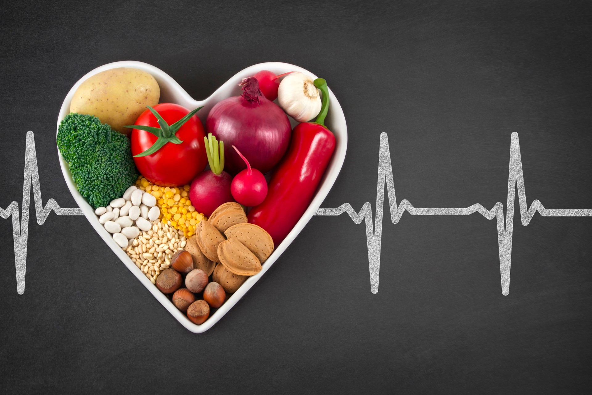 Vegetables in Heart Shaped Bowl